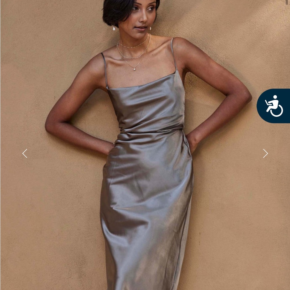 Elegant Silver Satin Dress